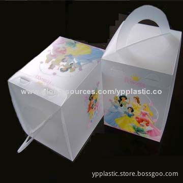 Clear handle pp box with printed for clothing